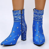 Mid Chunky Block Heel Booties Side Zipper Ankle Boots